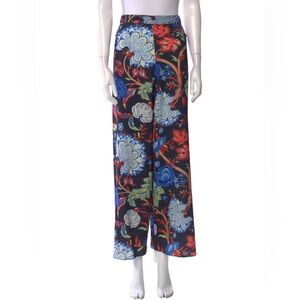 Alice + Olivia Navy Floral Wide-Leg Pants